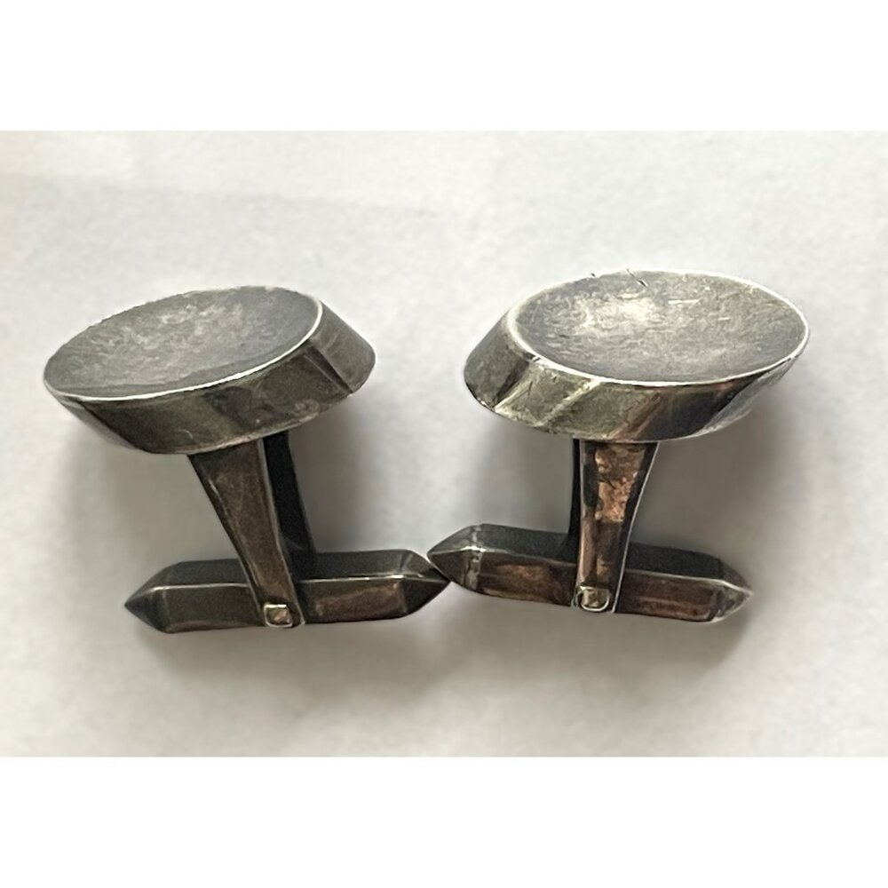 Vintage Antonio Pineda 970 Silver Concave Oval Cufflinks